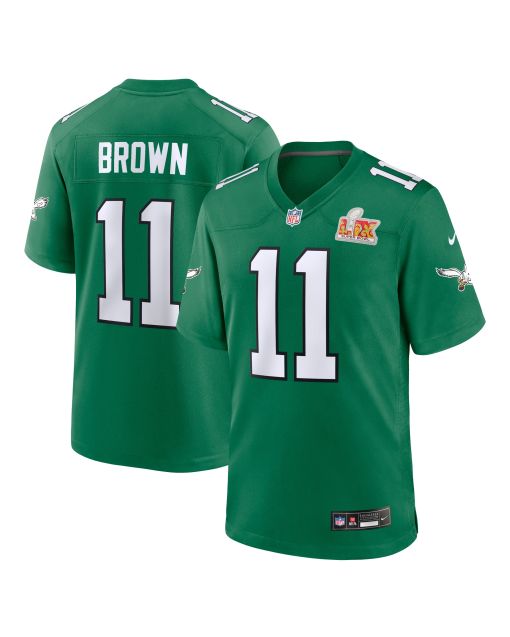 Men’s Philadelphia Eagles A.J. Brown Kelly Green Super Bowl LIX 2nd Alternate Game Jersey