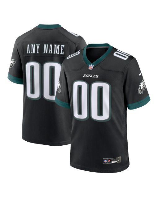 Men’s Philadelphia Eagles Black Alternate Custom Game Jersey