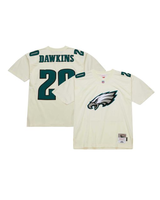 Men’s Philadelphia Eagles Brian Dawkins Mitchell & Ness Cream Chainstitch Legacy Jersey