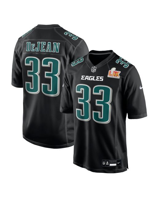 Men’s Philadelphia Eagles Cooper DeJean Carbon Black Super Bowl LIX Fashion Game Player Jersey