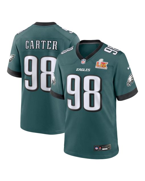 Men’s Philadelphia Eagles Jalen Carter Midnight Green Super Bowl LIX Game Player Jersey