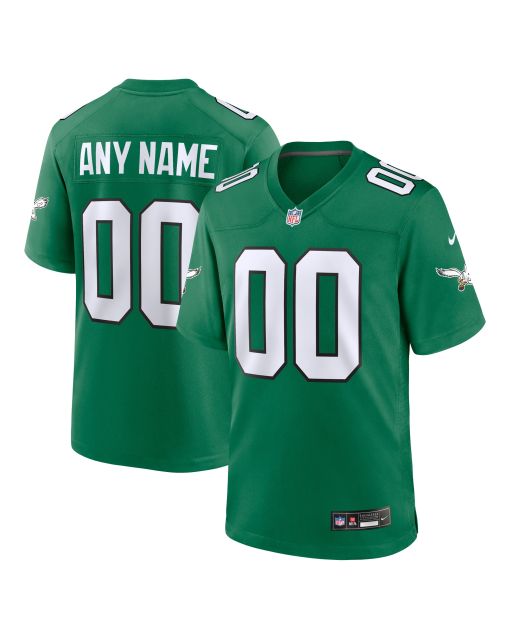 Men’s Philadelphia Eagles Kelly Green Alternate Custom Game Jersey