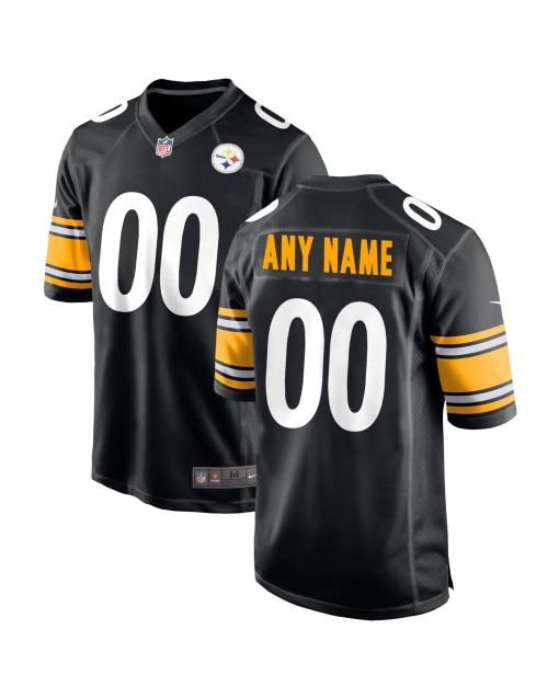 Men’s Pittsburgh Steelers Black Custom Game Jersey