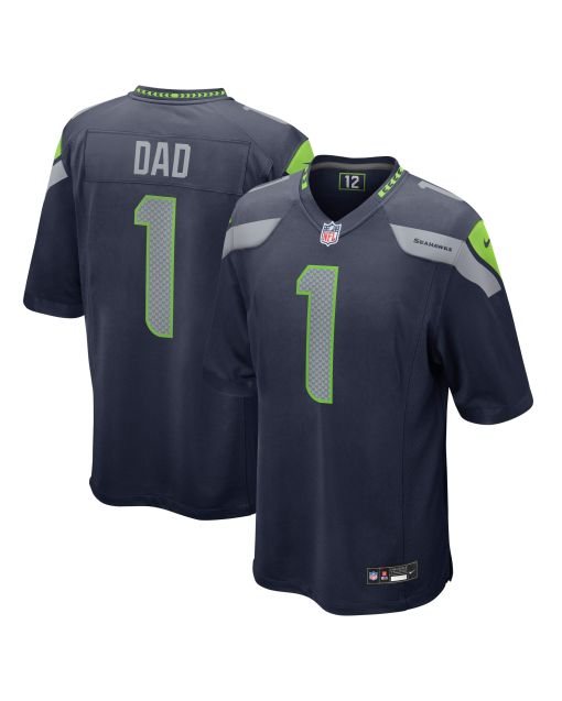 Men’s Seattle Seahawks Number 1 Dad College Navy Game Jersey