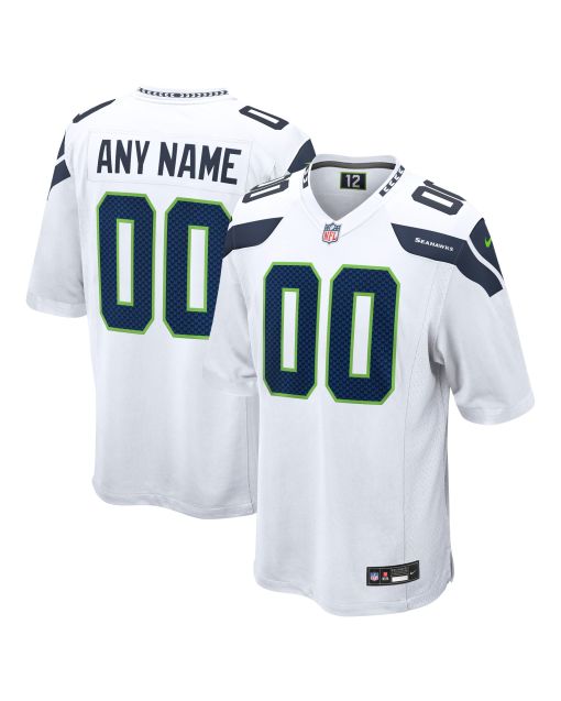 Men’s Seattle Seahawks White Custom Game Jersey