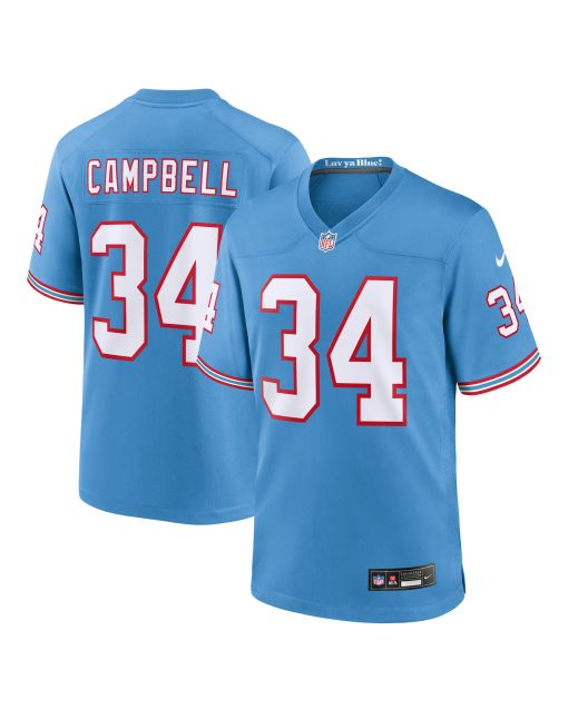 Men’s Tennessee Titans Earl Campbell Light Blue Oilers Throwback Retired Player Game Jersey