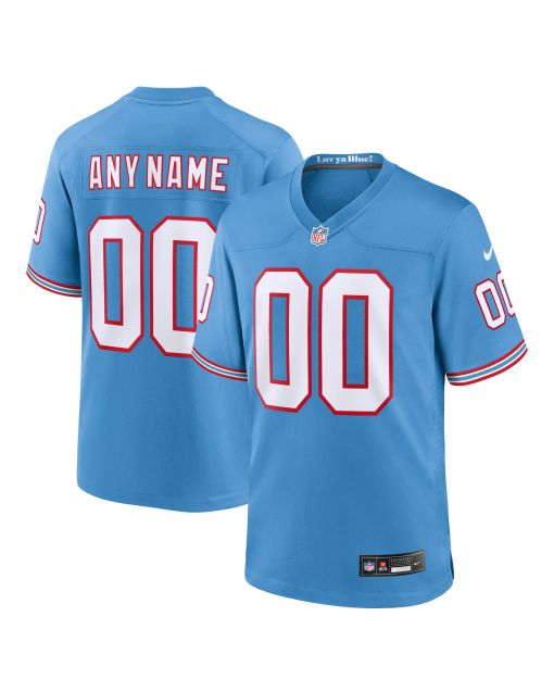 Men’s Tennessee Titans Light Blue Oilers Throwback Custom Game Jersey