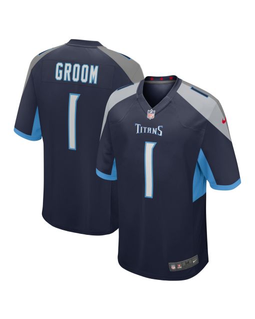 Men’s Tennessee Titans Number 1 Groom Navy Game Jersey