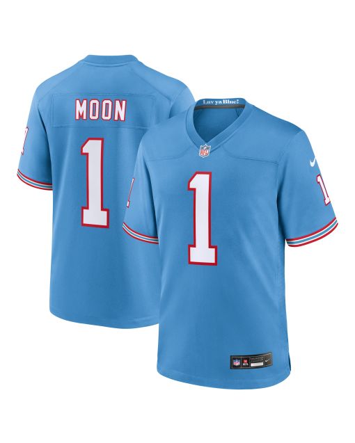 Men’s Tennessee Titans Warren Moon Light Blue Oilers Throwback Retired Player Game Jersey