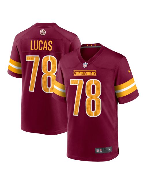 Men’s Washington Commanders Cornelius Lucas Burgundy Game Jersey