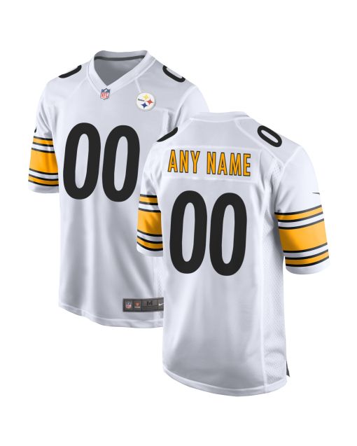 Men’s White Pittsburgh Steelers Away Custom Game Jersey