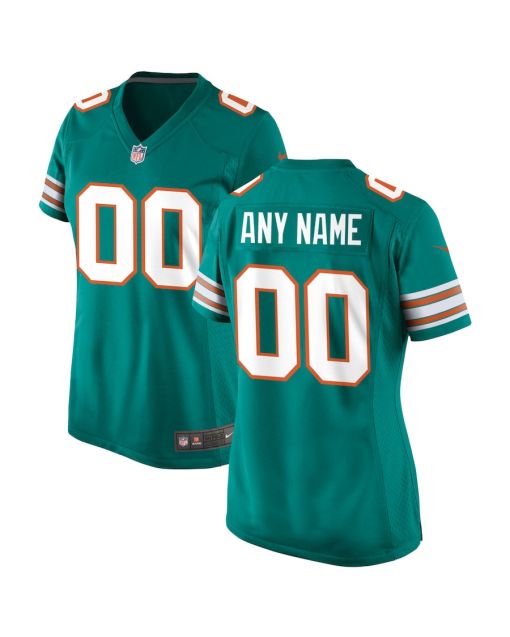 Miami Dolphins Women Alternate Custom Game Jersey – Aqua