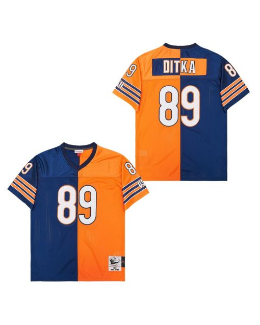 Mike Ditka 89 Chicago Bears Two-Toned Retro Throwback Men Jersey – Orange/Navy