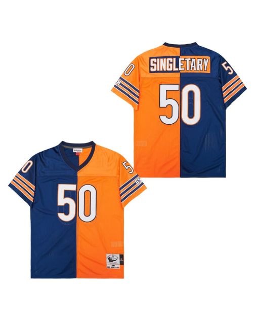 Mike Singletary 50 Chicago Bears Two-Toned Retro Throwback Men Jersey – Orange/Navy