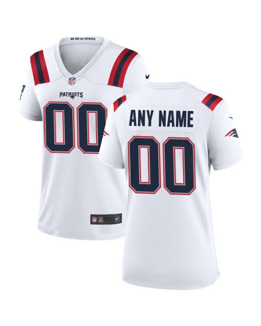 New England Patriots Women Custom Game Jersey – White