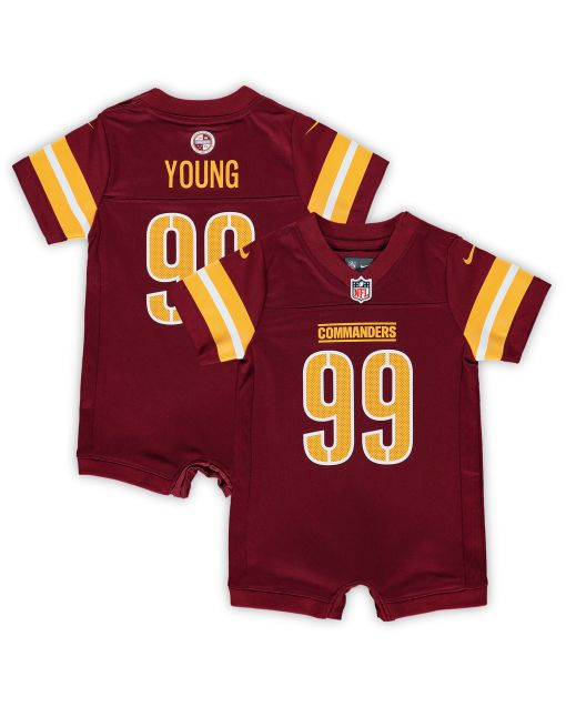 Newborn & Infant Washington Commanders Chase Young Burgundy Game Romper Jersey