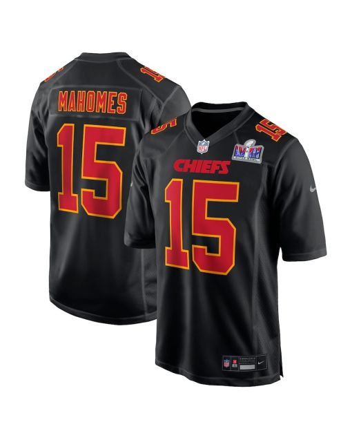 Patrick Mahomes 15 Kansas City Chiefs Super Bowl LVIII Fashion Game Men Jersey – Carbon Black