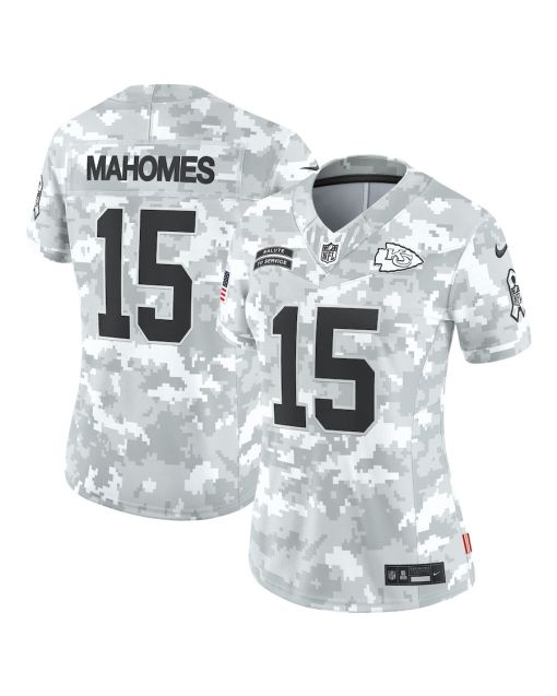 Patrick Mahomes 15 Kansas City Chiefs Women’s 2024 Salute to Service Limited Jersey – Arctic Camo