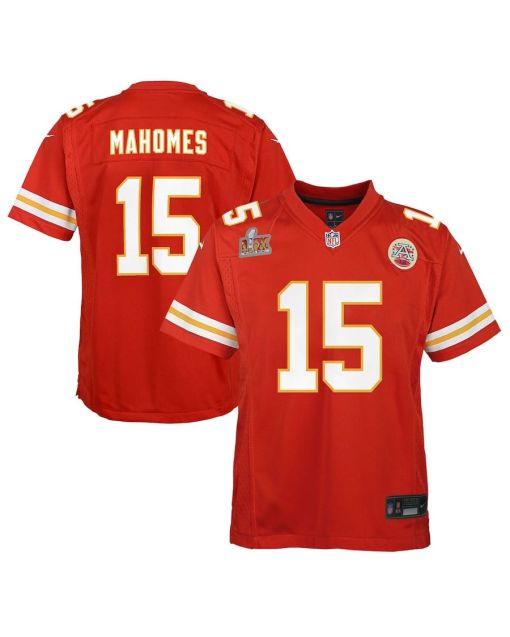 Patrick Mahomes 15 Kansas City Chiefs Youth Super Bowl LIX Game Player Jersey – Red