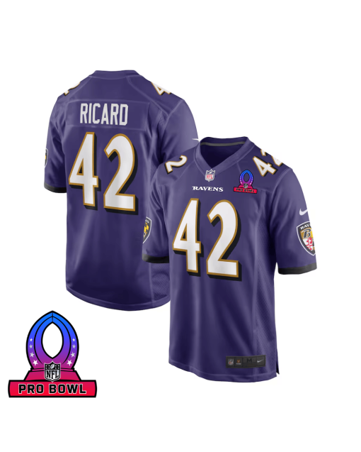 Patrick Ricard 42 Baltimore Ravens 2025 Pro Bowl Patch Game Men Jersey – Purple