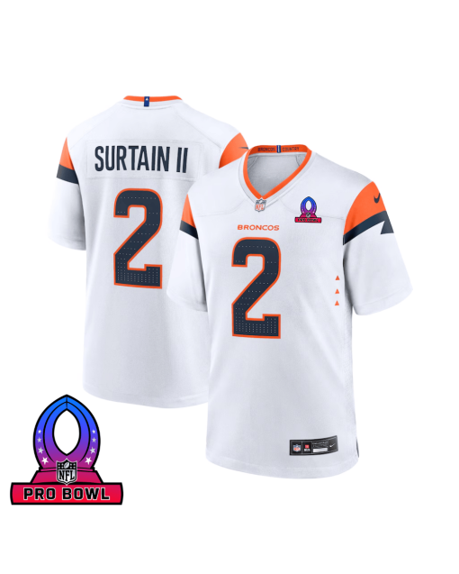 Patrick Surtain II 2 Denver Broncos 2025 Pro Bowl Patch Game Men Jersey – White