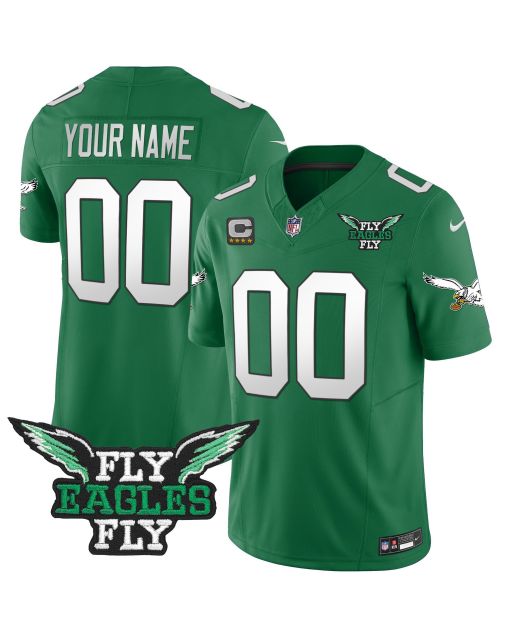 Philadelphia Eagles Fly Eagles Fly Patch Alternate Game Men Custom Jersey – Kelly Green