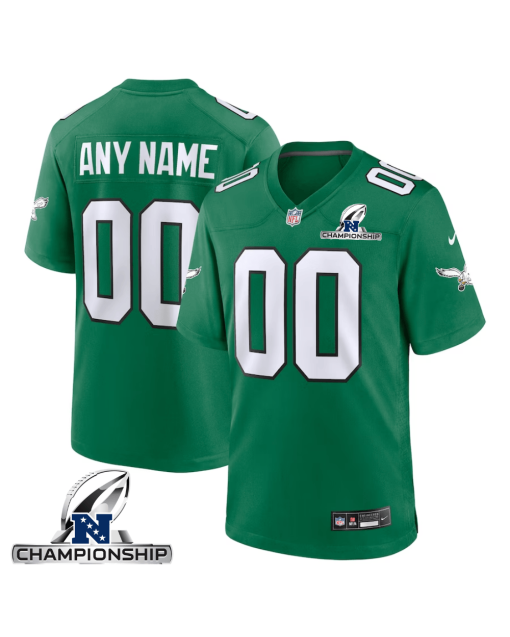Philadelphia Eagles NFC Championship Patch Alternate Game Men Custom Jersey – Kelly Green
