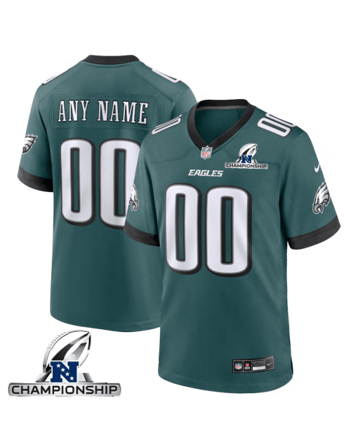 Philadelphia Eagles NFC Championship Patch Game Men Custom Jersey – Midnight Green