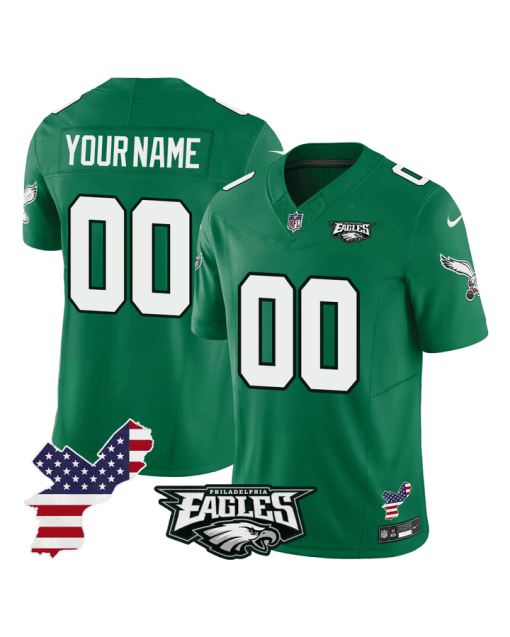 Philadelphia Eagles Philadelphia Patch Game Men Custom Jersey – Kelly Green