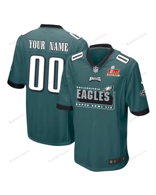Philadelphia Eagles Super Bowl LIX Champions Big Eagles Game Men Custom Jersey – Midnight Green