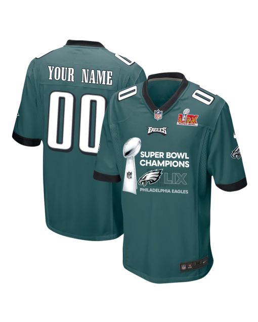 Philadelphia Eagles Super Bowl LIX Champions Locker Room Trophy Collection Game Men Jersey – Midnight Green