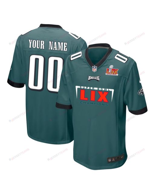 Philadelphia Eagles Super Bowl LIX Champions Simple Style Game Men Custom Jersey – Midnight Green