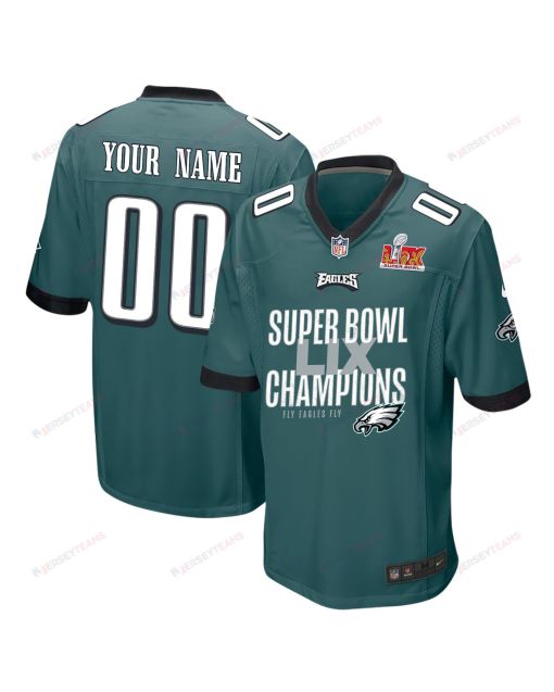Philadelphia Eagles Super Bowl LIX Champions V5 Game Men Custom Jersey – Midnight Green