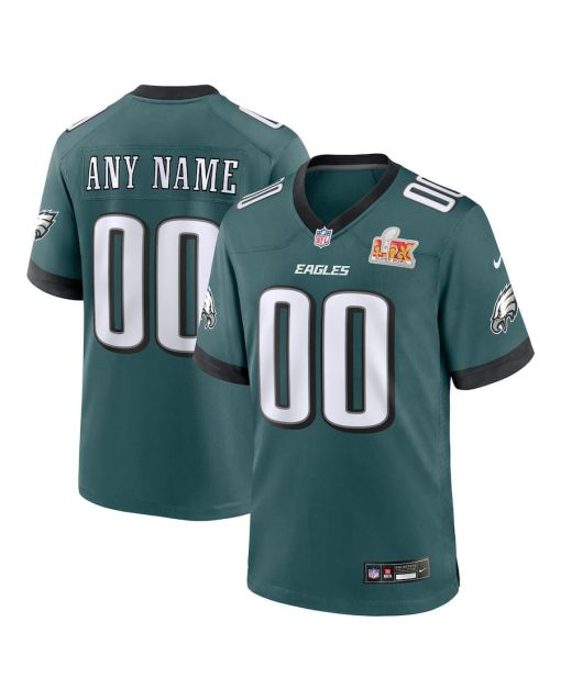 Philadelphia Eagles Super Bowl LIX Custom Game Men Jersey – Midnight Green