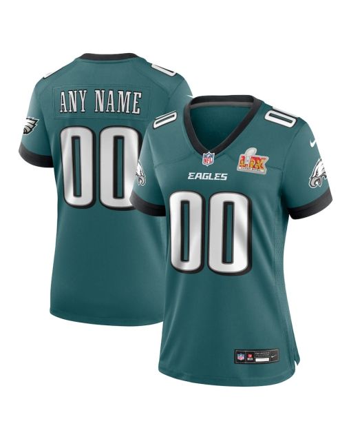 Philadelphia Eagles Women’s Super Bowl LIX Custom Game Jersey – Midnight Green