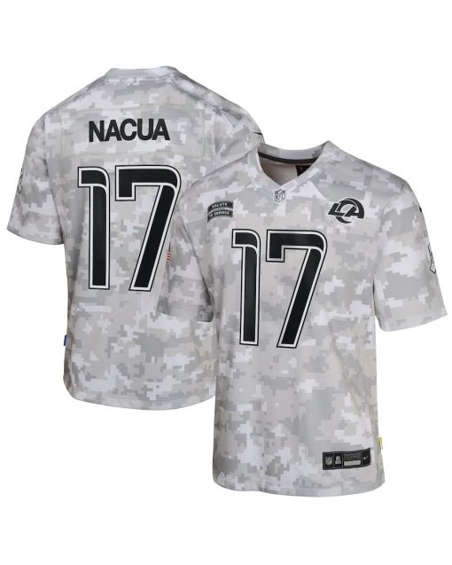 Puka Nacua 17 Los Angeles Rams 2024 Salute to Service Game YOUTH Jersey – Arctic Camo