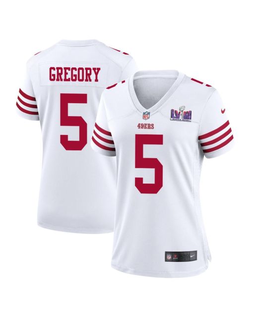 Randy Gregory 5 San Francisco 49ers Super Bowl LVIII Patch Game Women Jersey – White