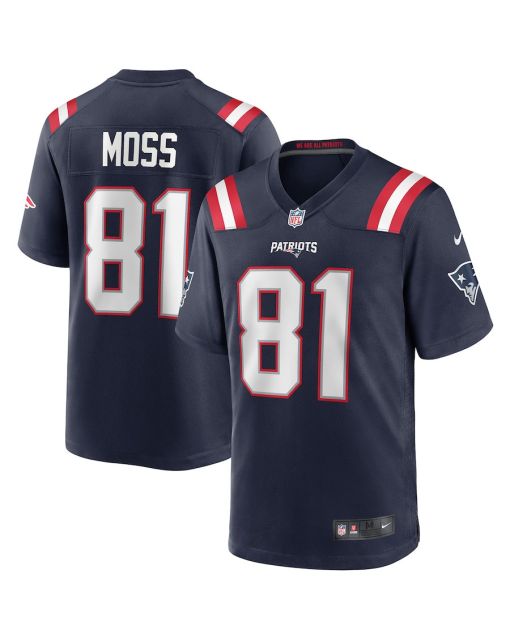 Randy Moss 81 New England Patriots Men Game Retired Jersey – Navy