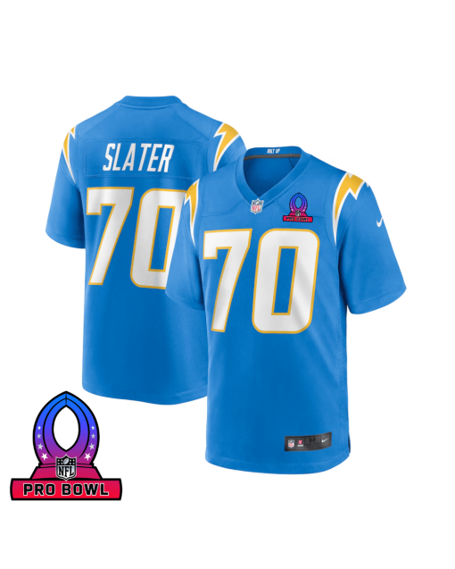 Rashawn Slater 70 Los Angeles Chargers 2025 Pro Bowl Patch Game Men Jersey – Powder Blue
