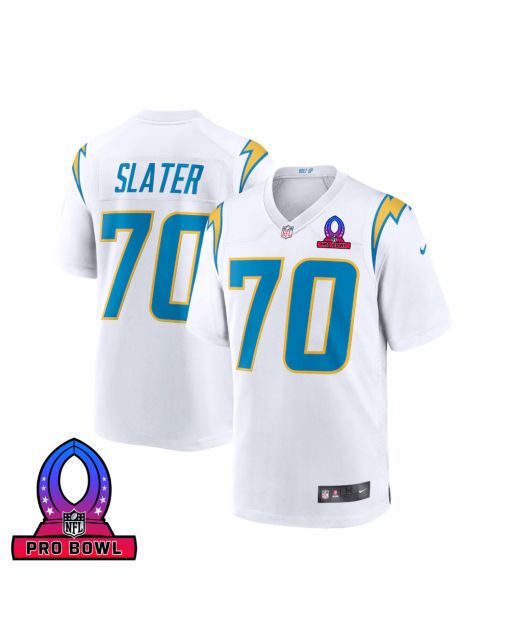 Rashawn Slater 70 Los Angeles Chargers 2025 Pro Bowl Patch Game Men Jersey – White