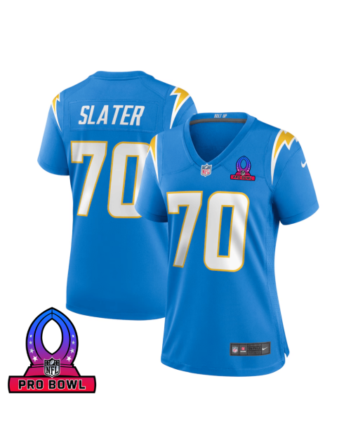 Rashawn Slater 70 Los Angeles Chargers 2025 Pro Bowl Patch Women Game Jersey – Powder Blue