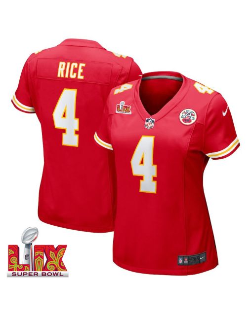 Rashee Rice #4 Kansas City Chiefs Super Bowl LIX Women’s Jersey – Red
