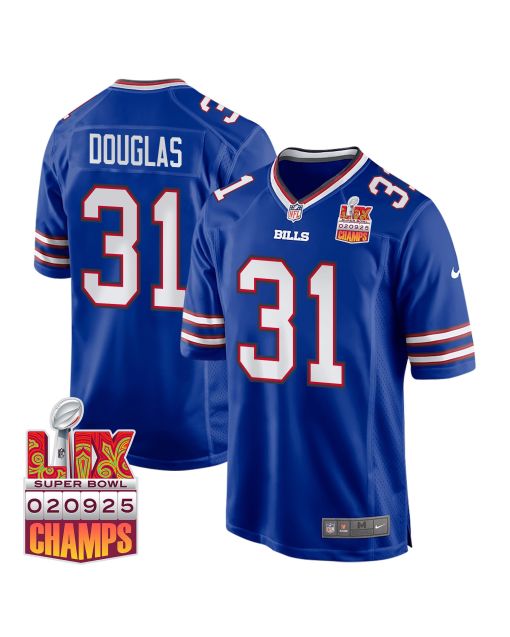 Rasul Douglas 31 Buffalo Bills Super Bowl LIX Champions Patch Game Men Jersey – Royal