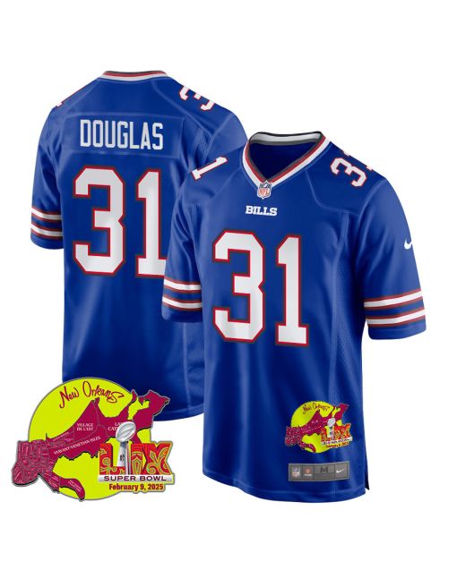 Rasul Douglas 31 Buffalo Bills Super Bowl LIX New Orleans Patch Game Men Jersey – Royal