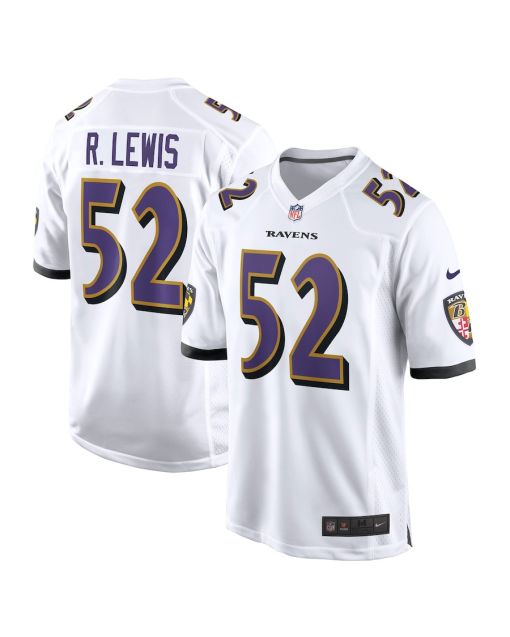 Ray Lewis 52 Baltimore Ravens Men Retired Game Jersey – White