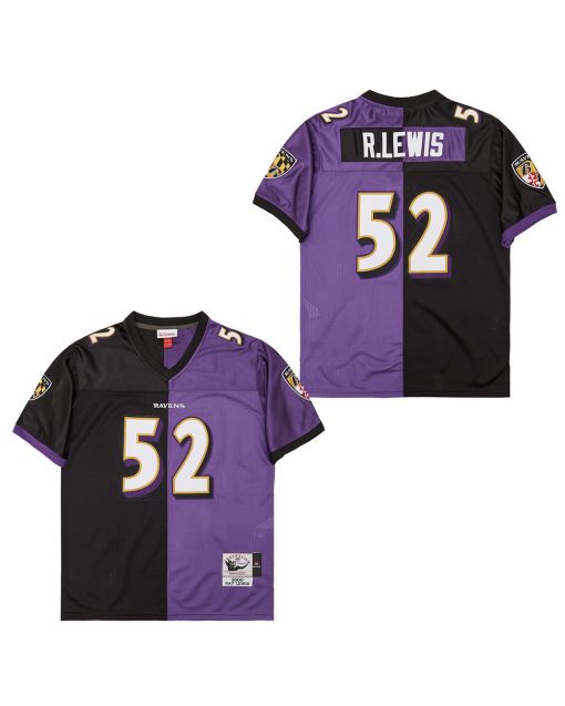 Ray Lewis 52 Baltimore Ravens Two-Toned Throwback Men Jersey – Purple/Black