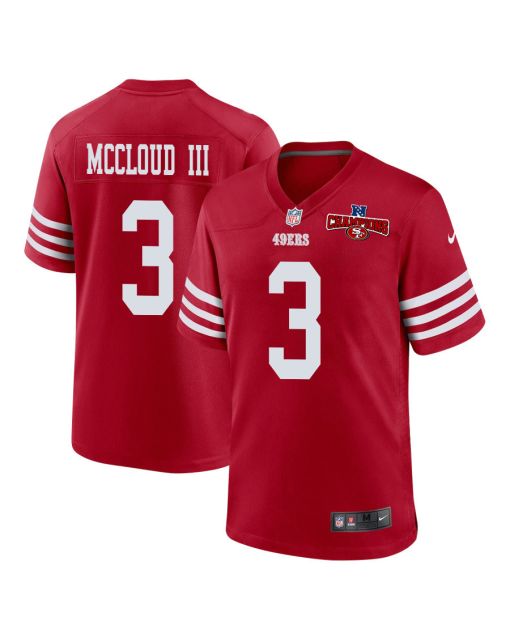 Ray-Ray McCloud III 3 San Francisco 49ers NFC Champions Patch Game Men Jersey – Scarlet