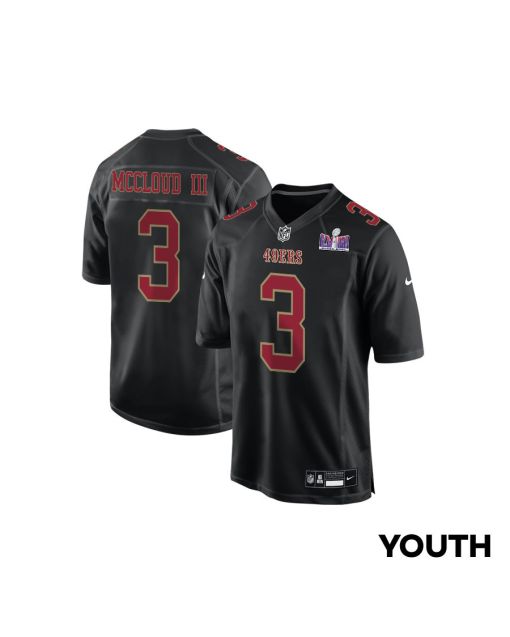 Ray-Ray McCloud III 3 San Francisco 49ers Super Bowl LVIII Patch Fashion Game YOUTH Jersey – Carbon Black
