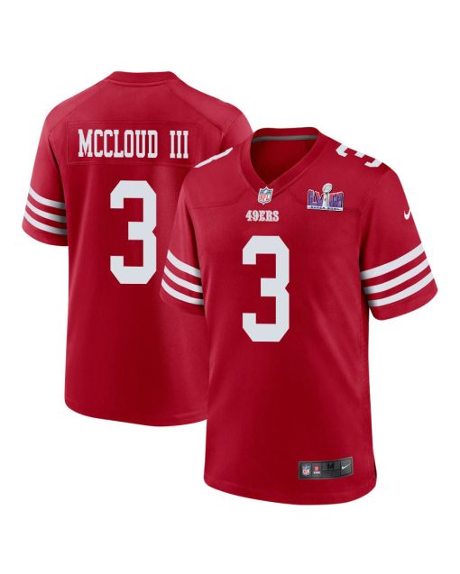 Ray-Ray McCloud III 3 San Francisco 49ers Super Bowl LVIII Patch Game Men Jersey – Scarlet