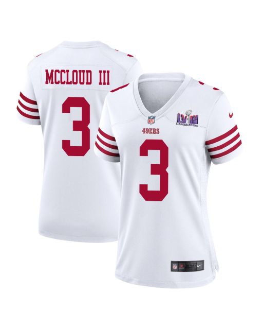 Ray-Ray McCloud III 3 San Francisco 49ers Super Bowl LVIII Patch Game Women Jersey – White